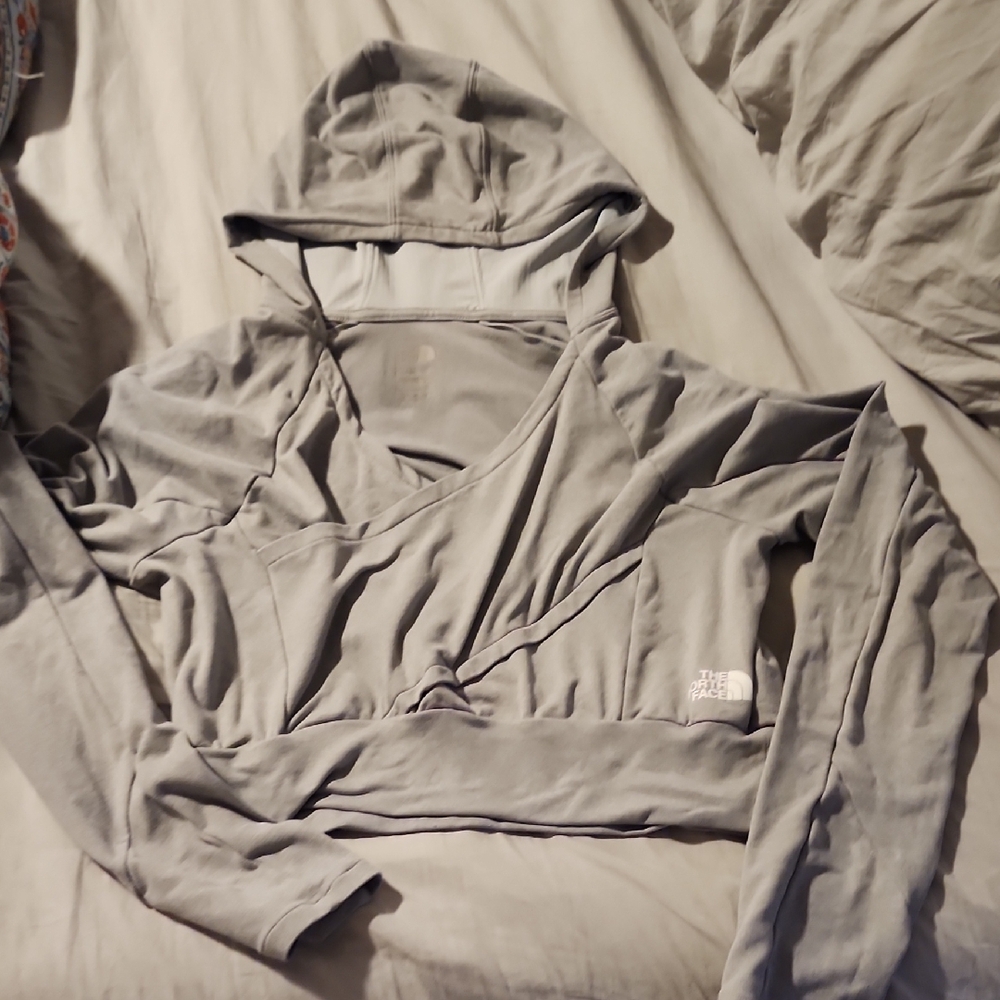 The North Face Light Gray Hooded Wrap Top